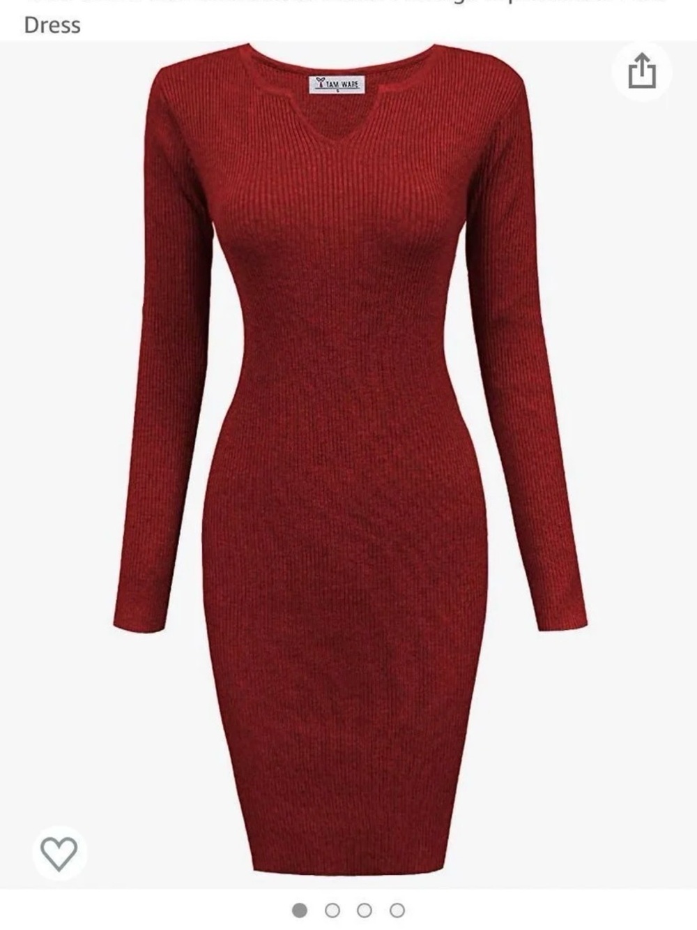 Tam Ware Ribbed Red Knit Dress - Picture 2 of 3